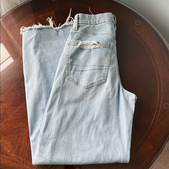 AE Dreamy Drape Stretch Curvy Super High-Waisted Ripped Baggy Wide-Leg, 2 Short - Picture 7 of 8